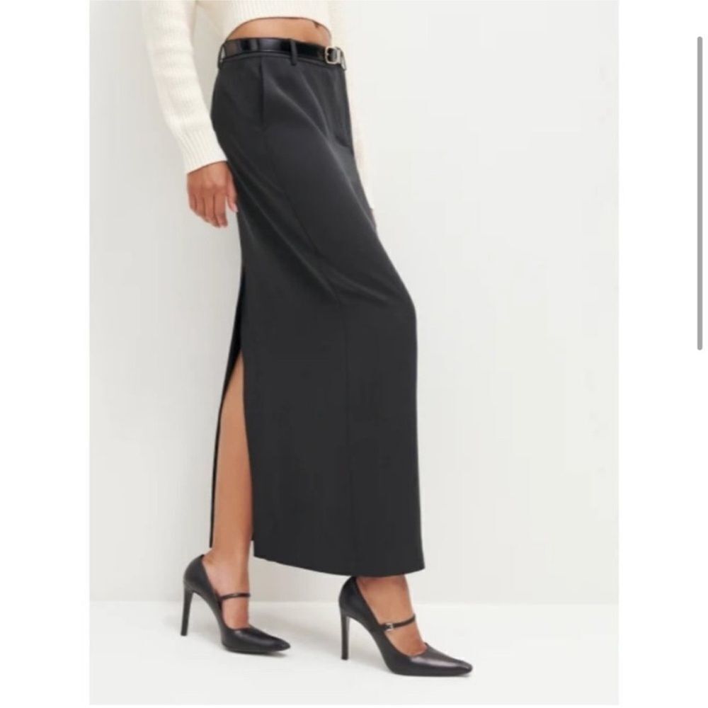 Reformation Cairo Mid Rise Maxi Skirt Black 8